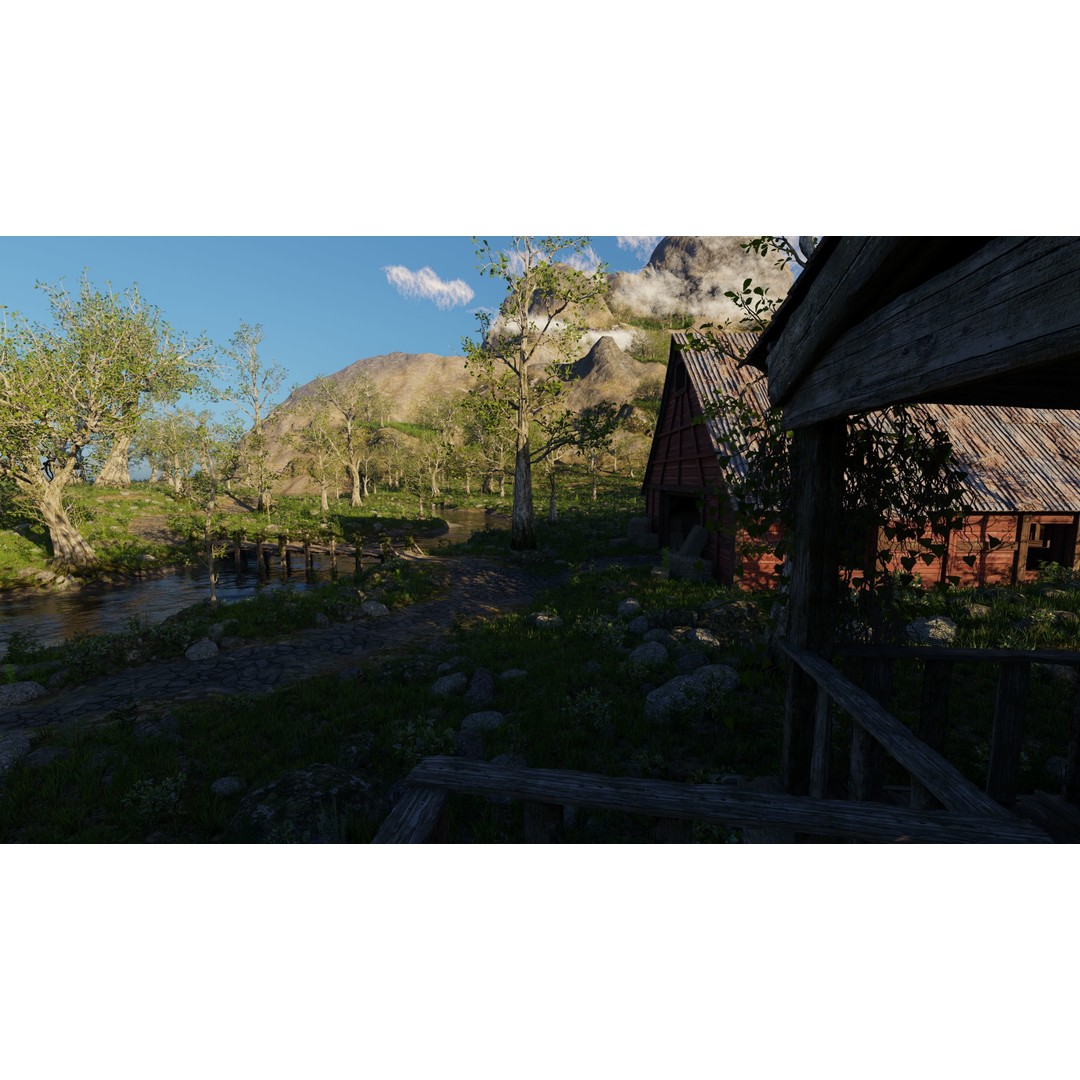 Medieval Pathway Scene 3D Model – High Poly Environment for Blender - View 13