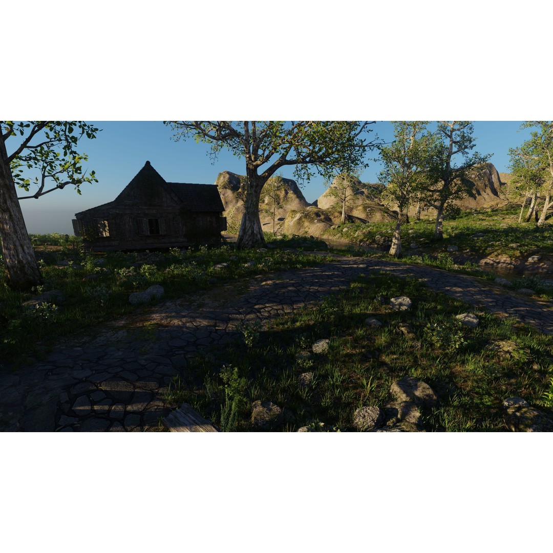 Medieval Pathway Scene 3D Model – High Poly Environment for Blender - View 14