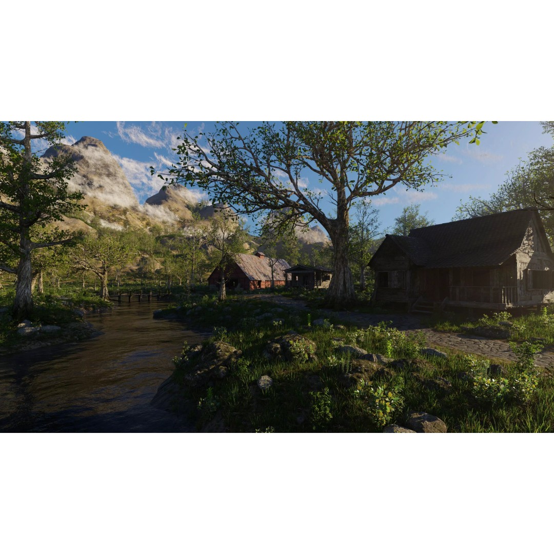 Medieval Pathway Scene 3D Model – High Poly Environment for Blender - View 2