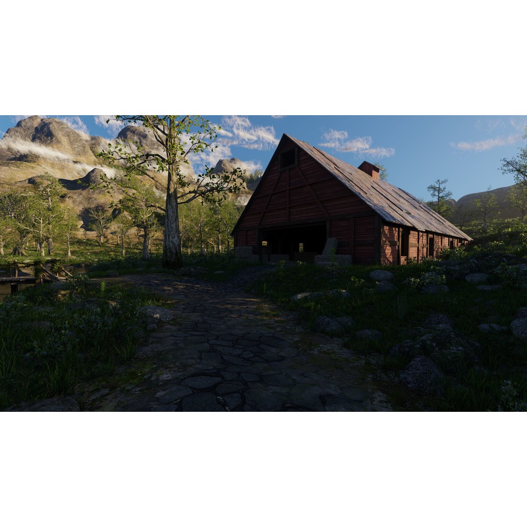 Medieval Pathway Scene 3D Model – High Poly Environment for Blender - View 5