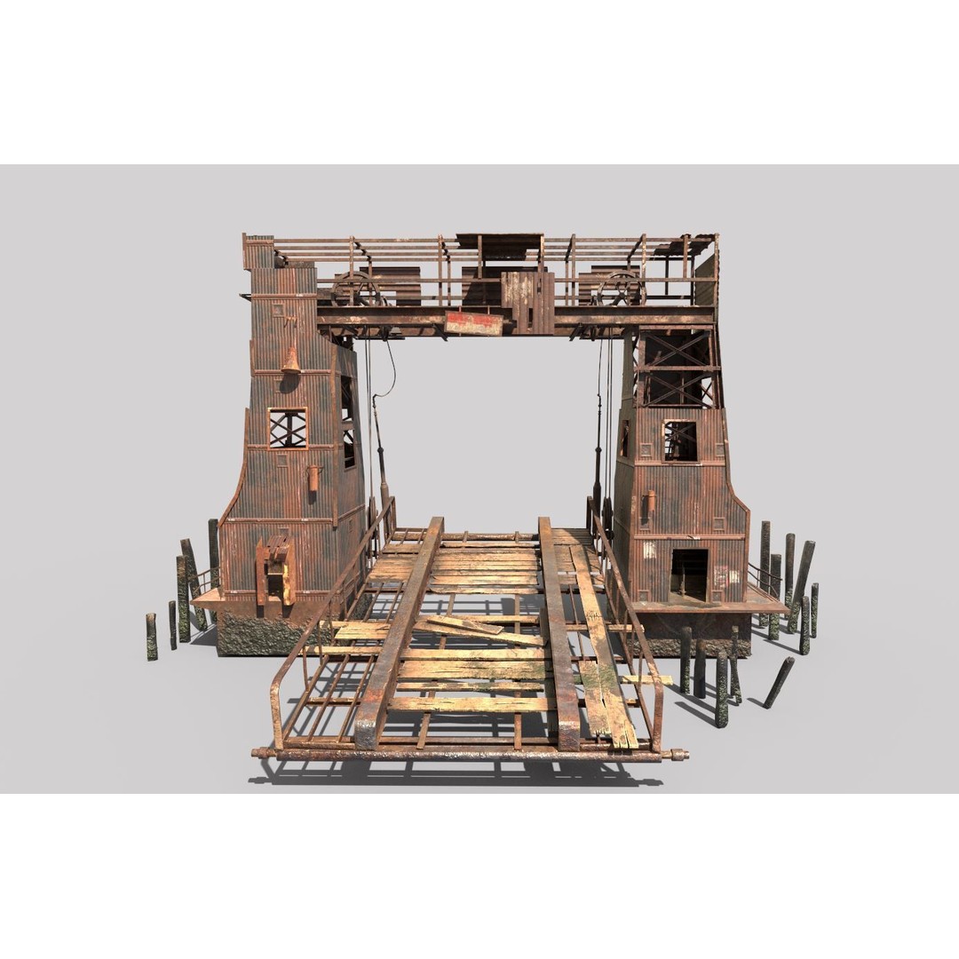 Abandoned Port 3D Model – Realistic PBR Textures, FBX & OBJ Formats - View 5