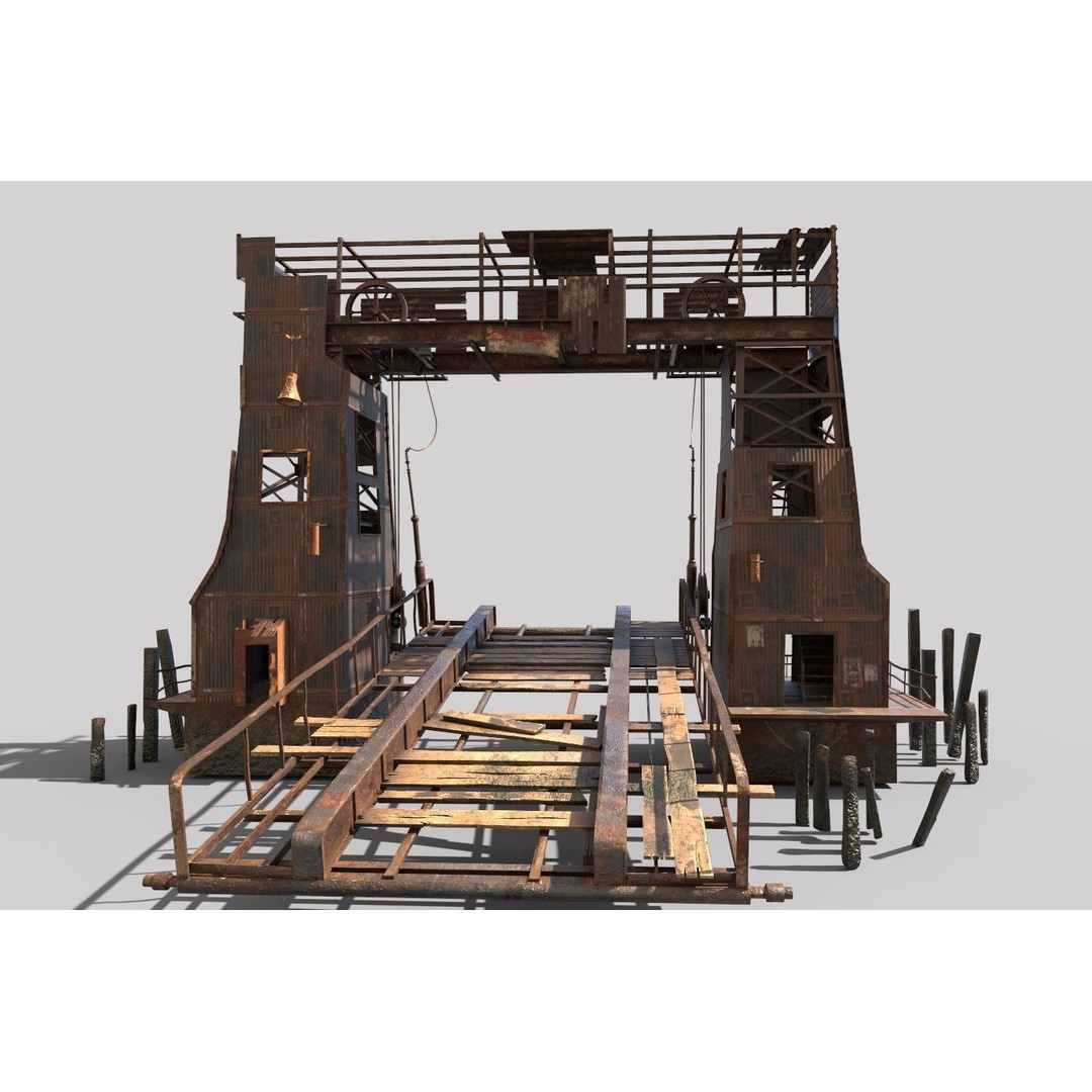 Abandoned Port 3D Model – Realistic PBR Textures, FBX & OBJ Formats - View 7