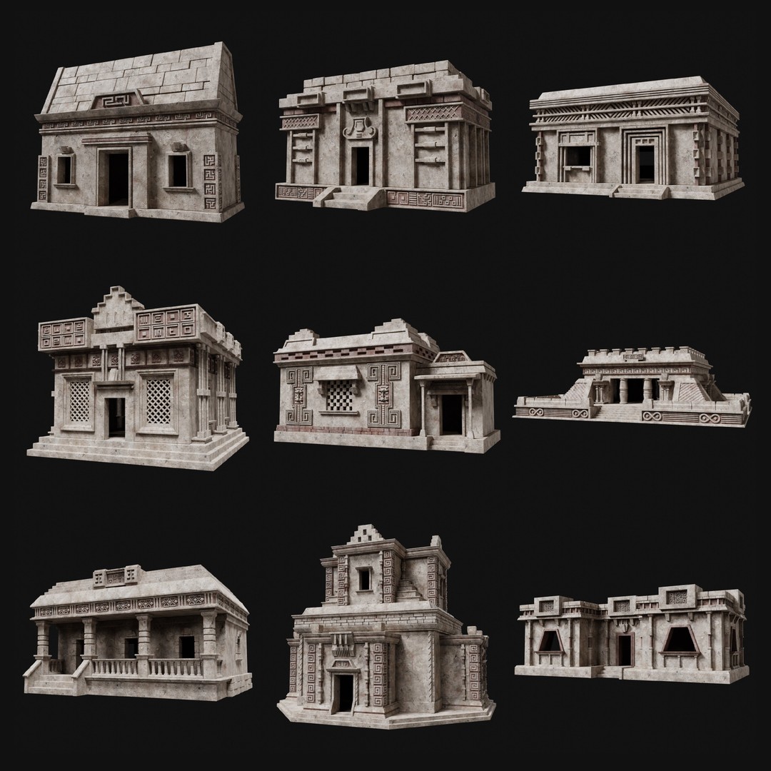 Aztec Mayan Inca Stone House 3D Model – Low Poly Game Asset, FBX