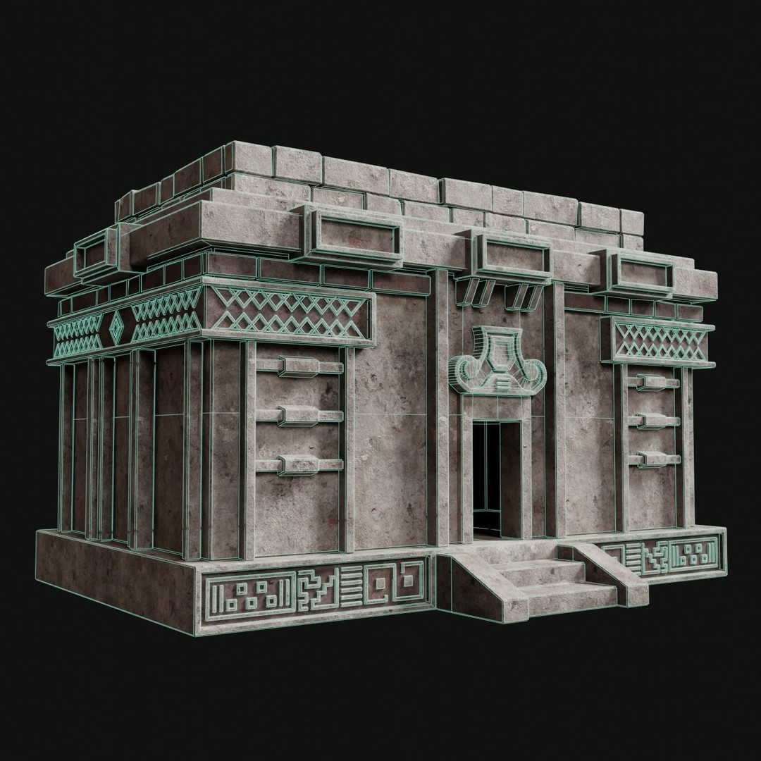 Aztec Mayan Inca Stone House 3D Model – Low Poly Game Asset, FBX - View 10