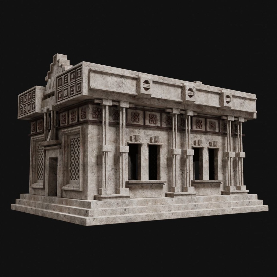 Aztec Mayan Inca Stone House 3D Model – Low Poly Game Asset, FBX - View 15
