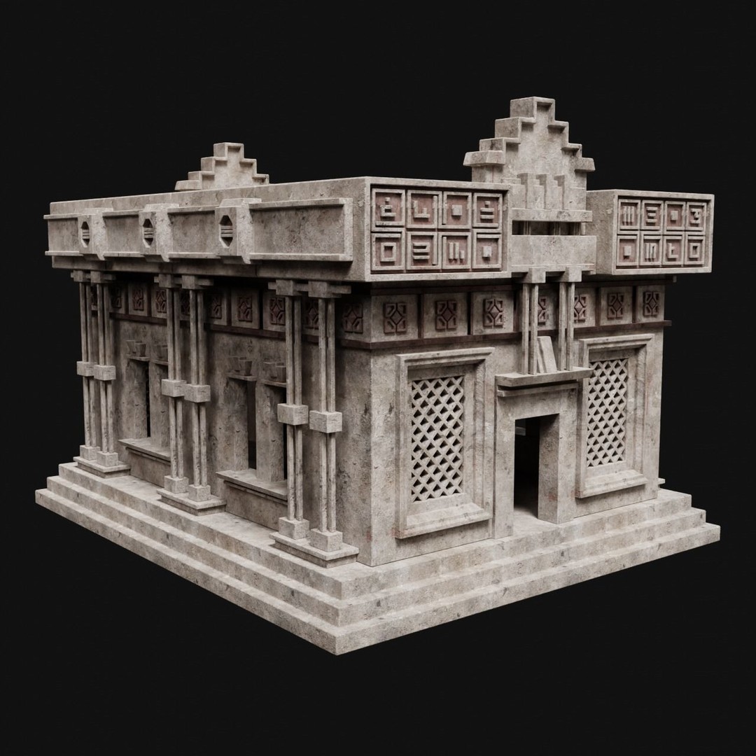Aztec Mayan Inca Stone House 3D Model – Low Poly Game Asset, FBX - View 16