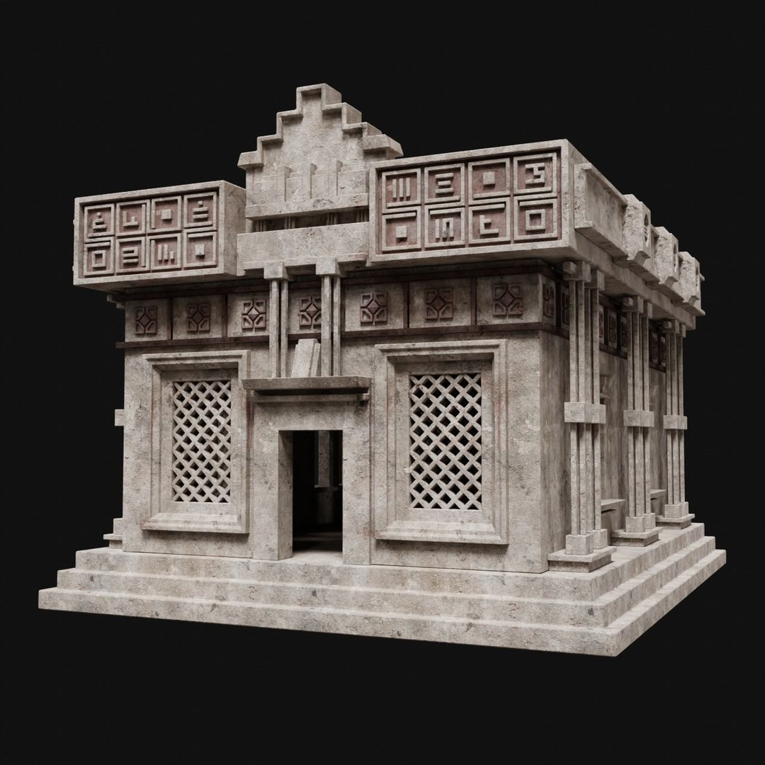 Aztec Mayan Inca Stone House 3D Model – Low Poly Game Asset, FBX - View 17