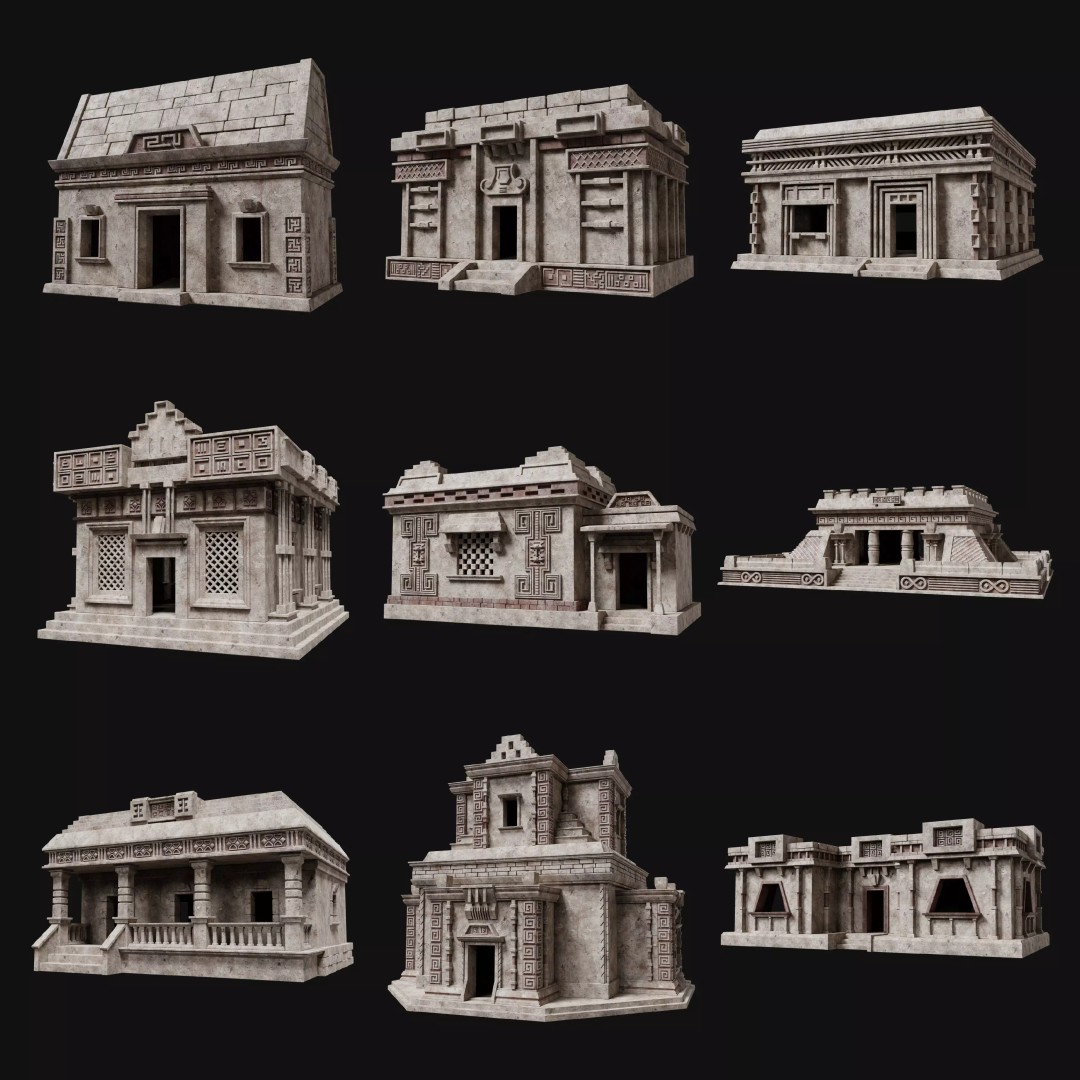Aztec Mayan Inca Stone House 3D Model – Low Poly Game Asset, FBX - View 2