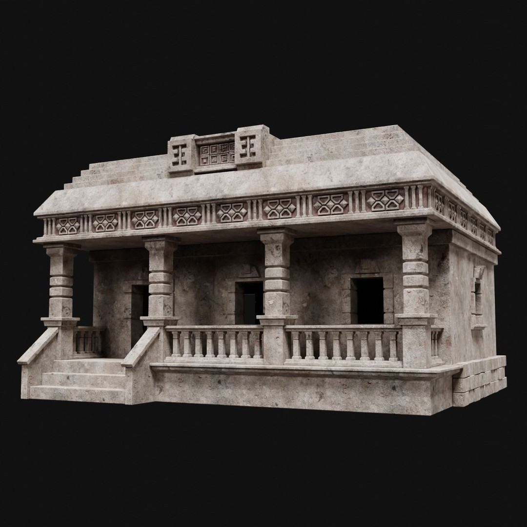 Aztec Mayan Inca Stone House 3D Model – Low Poly Game Asset, FBX - View 27