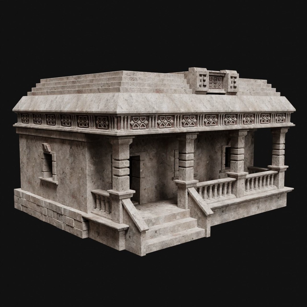 Aztec Mayan Inca Stone House 3D Model – Low Poly Game Asset, FBX - View 28