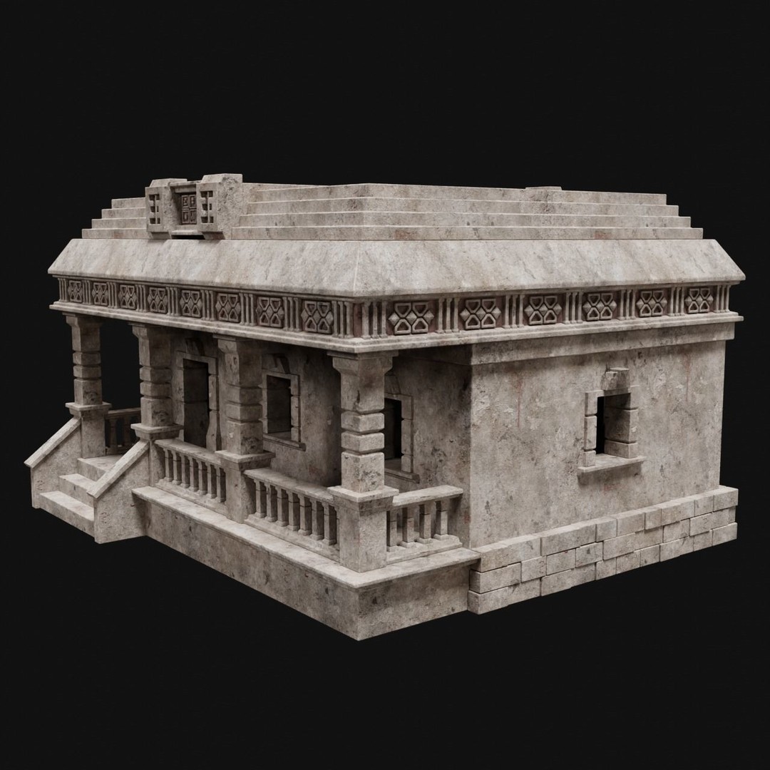 Aztec Mayan Inca Stone House 3D Model – Low Poly Game Asset, FBX - View 29