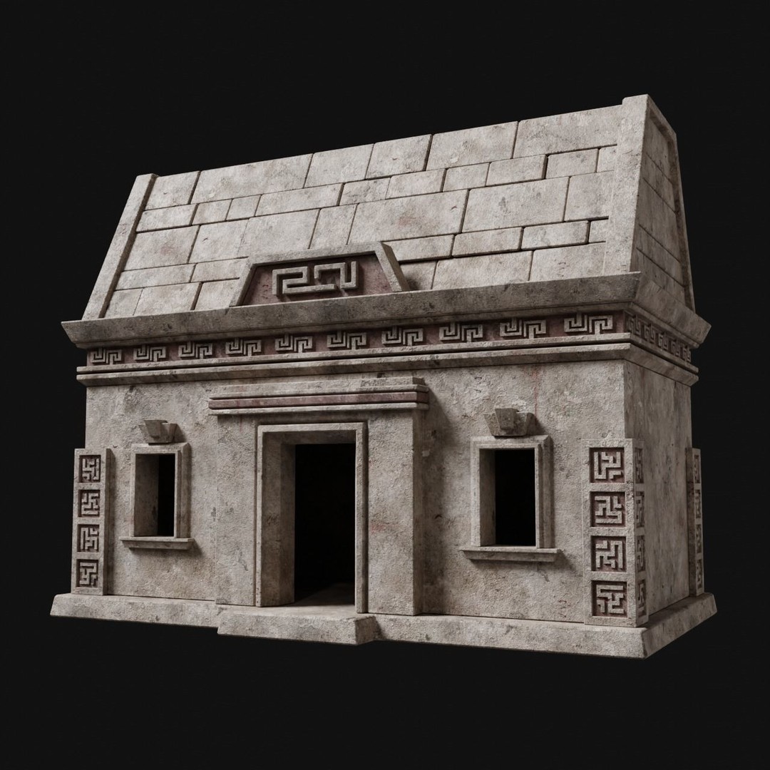 Aztec Mayan Inca Stone House 3D Model – Low Poly Game Asset, FBX - View 3