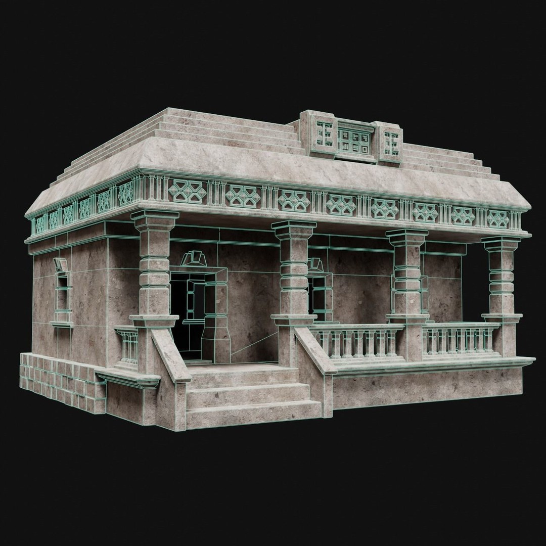 Aztec Mayan Inca Stone House 3D Model – Low Poly Game Asset, FBX - View 30