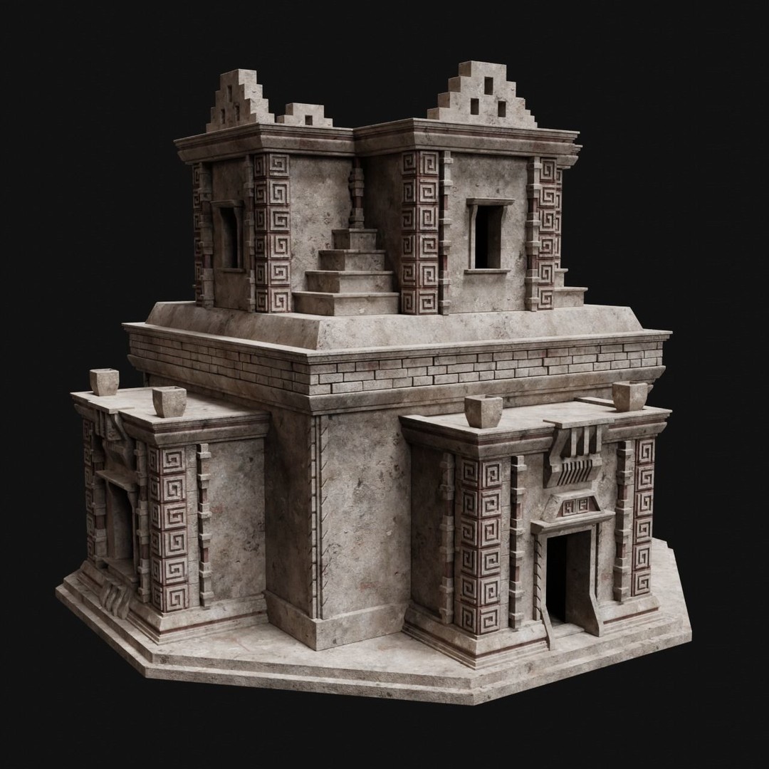 Aztec Mayan Inca Stone House 3D Model – Low Poly Game Asset, FBX - View 32