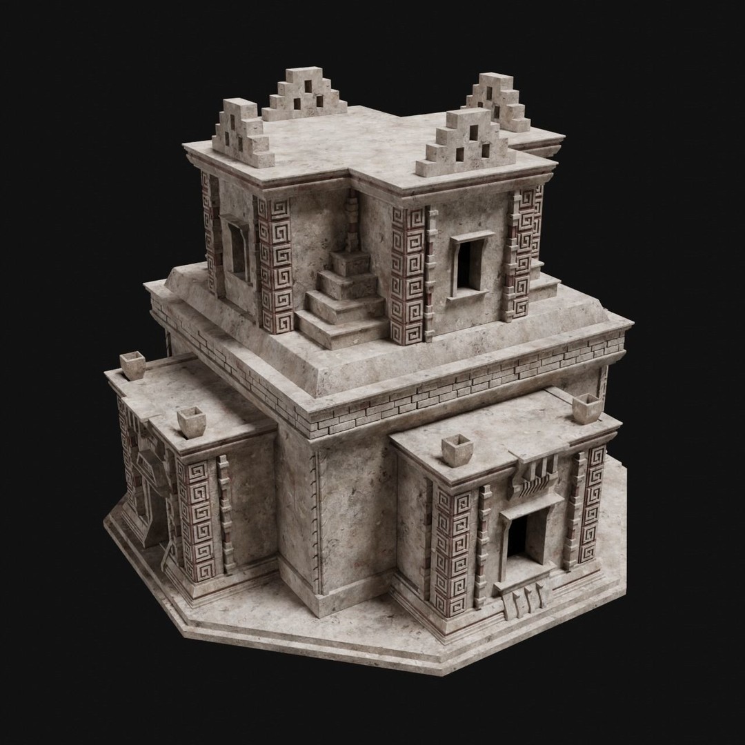 Aztec Mayan Inca Stone House 3D Model – Low Poly Game Asset, FBX - View 33