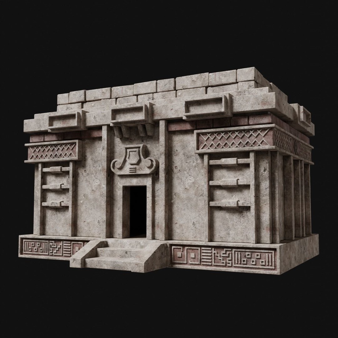 Aztec Mayan Inca Stone House 3D Model – Low Poly Game Asset, FBX - View 7