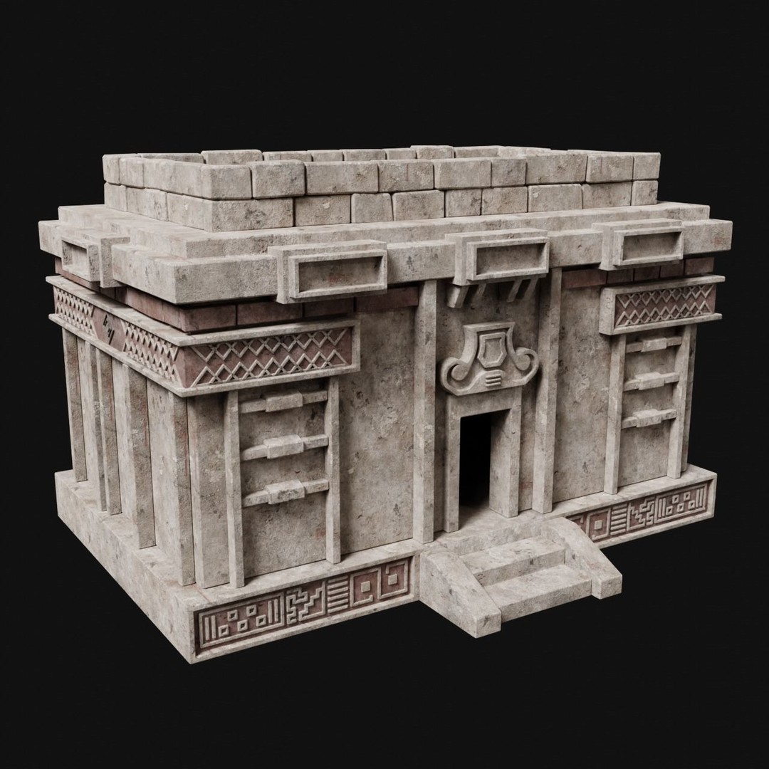 Aztec Mayan Inca Stone House 3D Model – Low Poly Game Asset, FBX - View 8