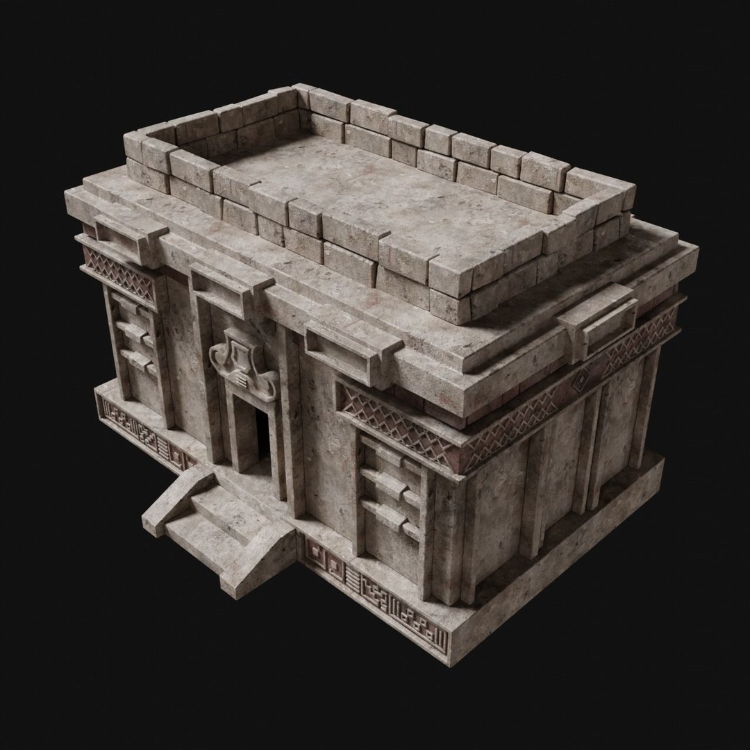Aztec Mayan Inca Stone House 3D Model – Low Poly Game Asset, FBX - View 9