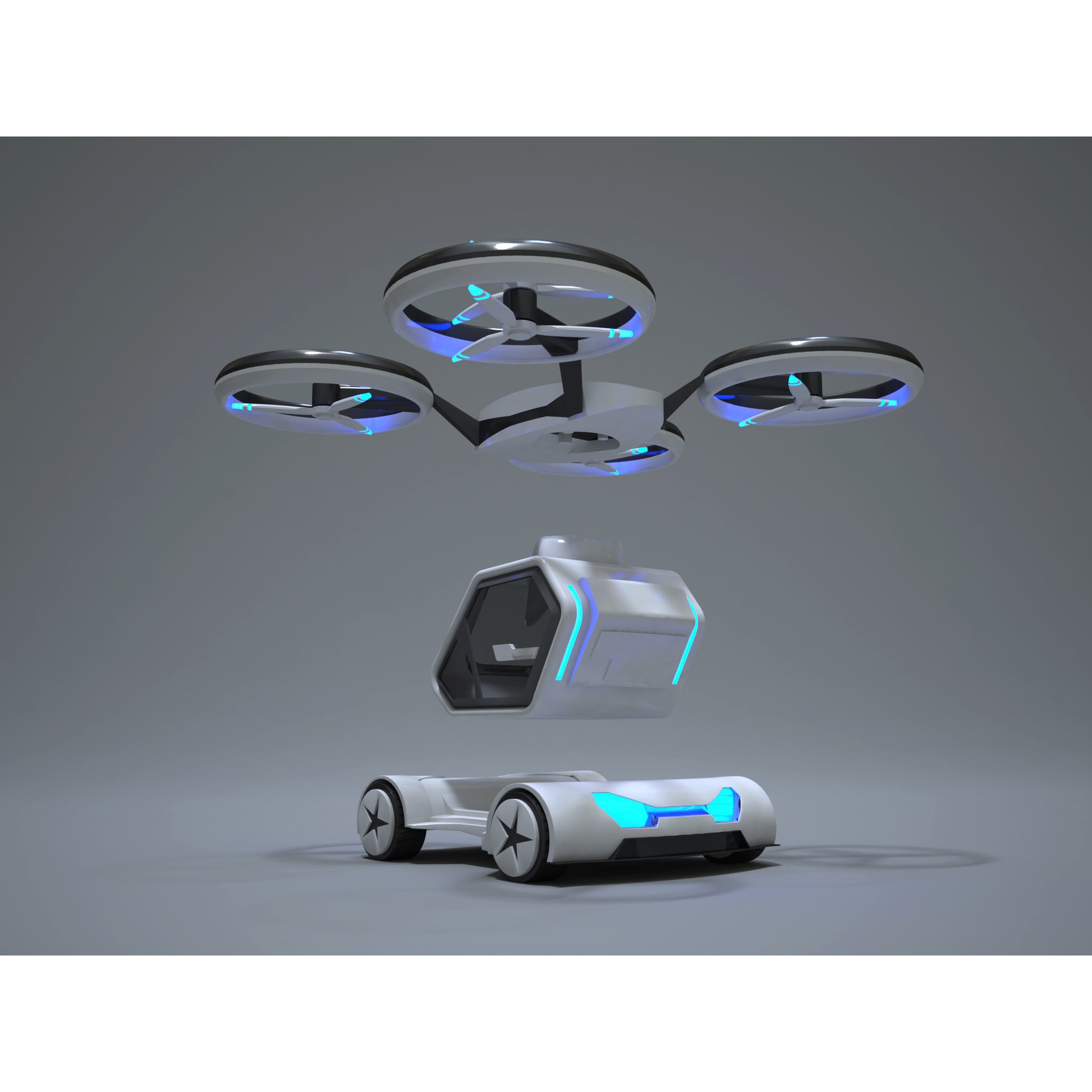 Flying Car - Game-Ready 3D Model - View 10