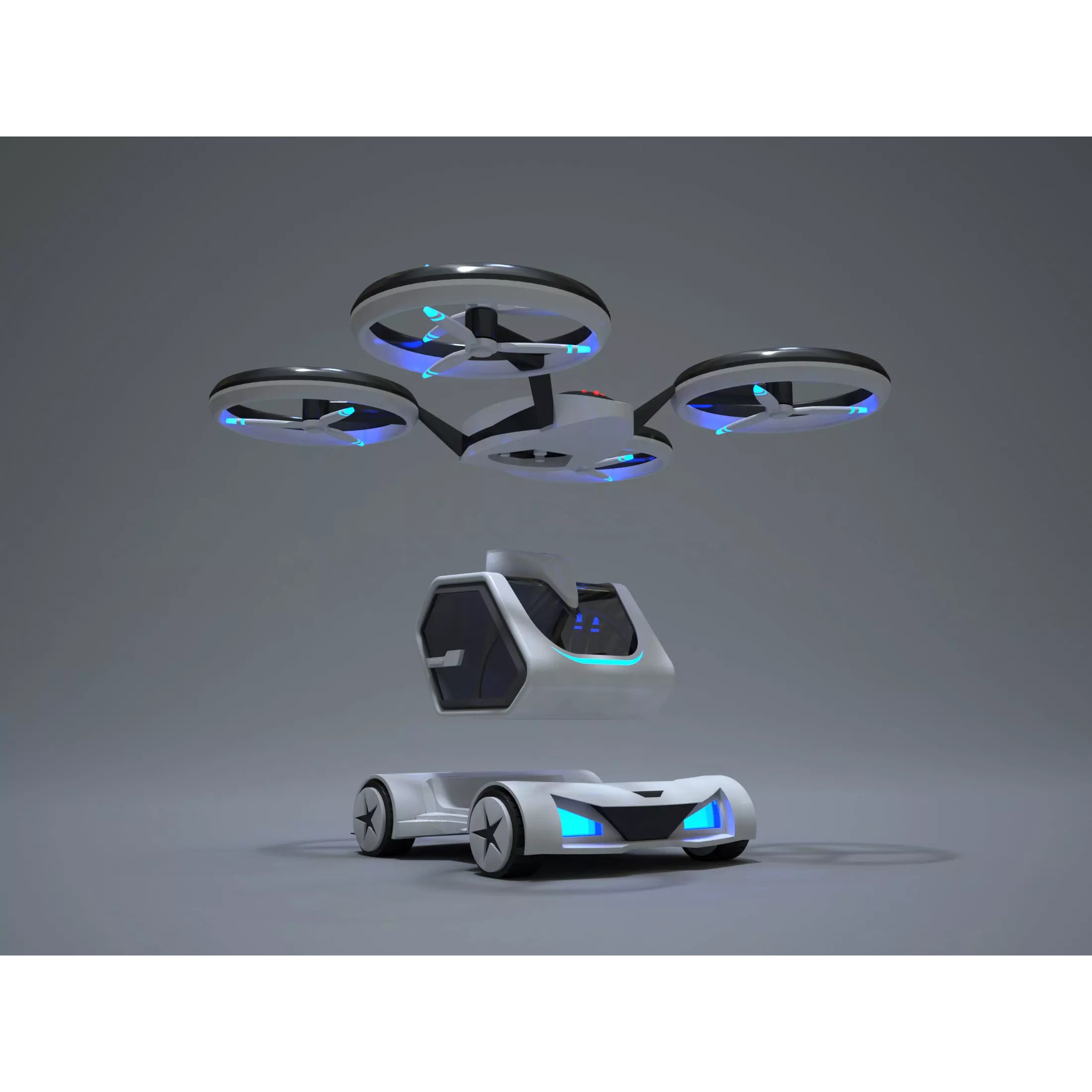 Flying Car - Game-Ready 3D Model - View 2