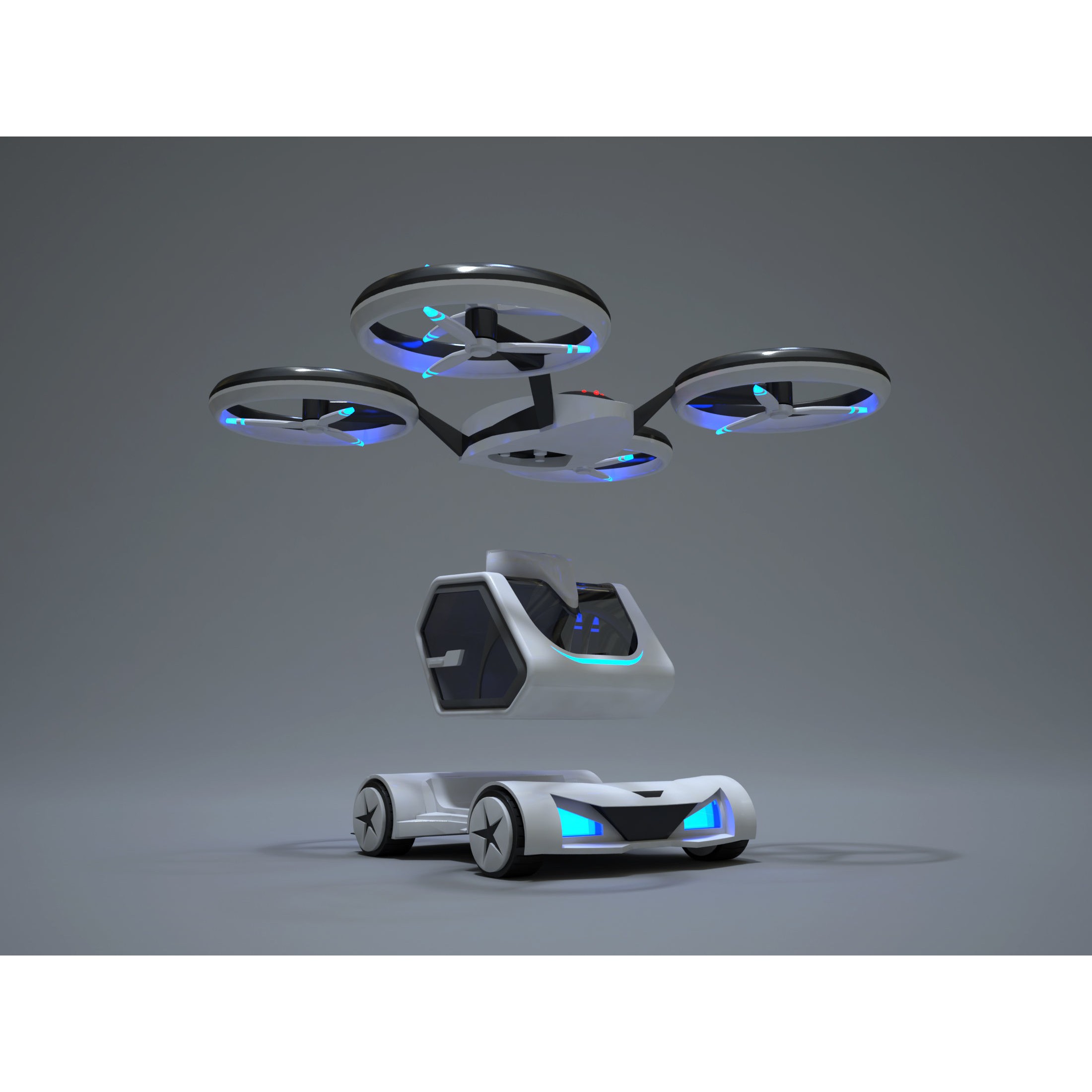 Flying Car - Game-Ready 3D Model - View 9