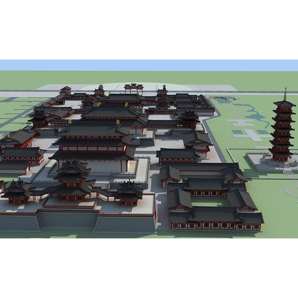 Ancient Chinese Architecture - Game-Ready 3D Model - View 7