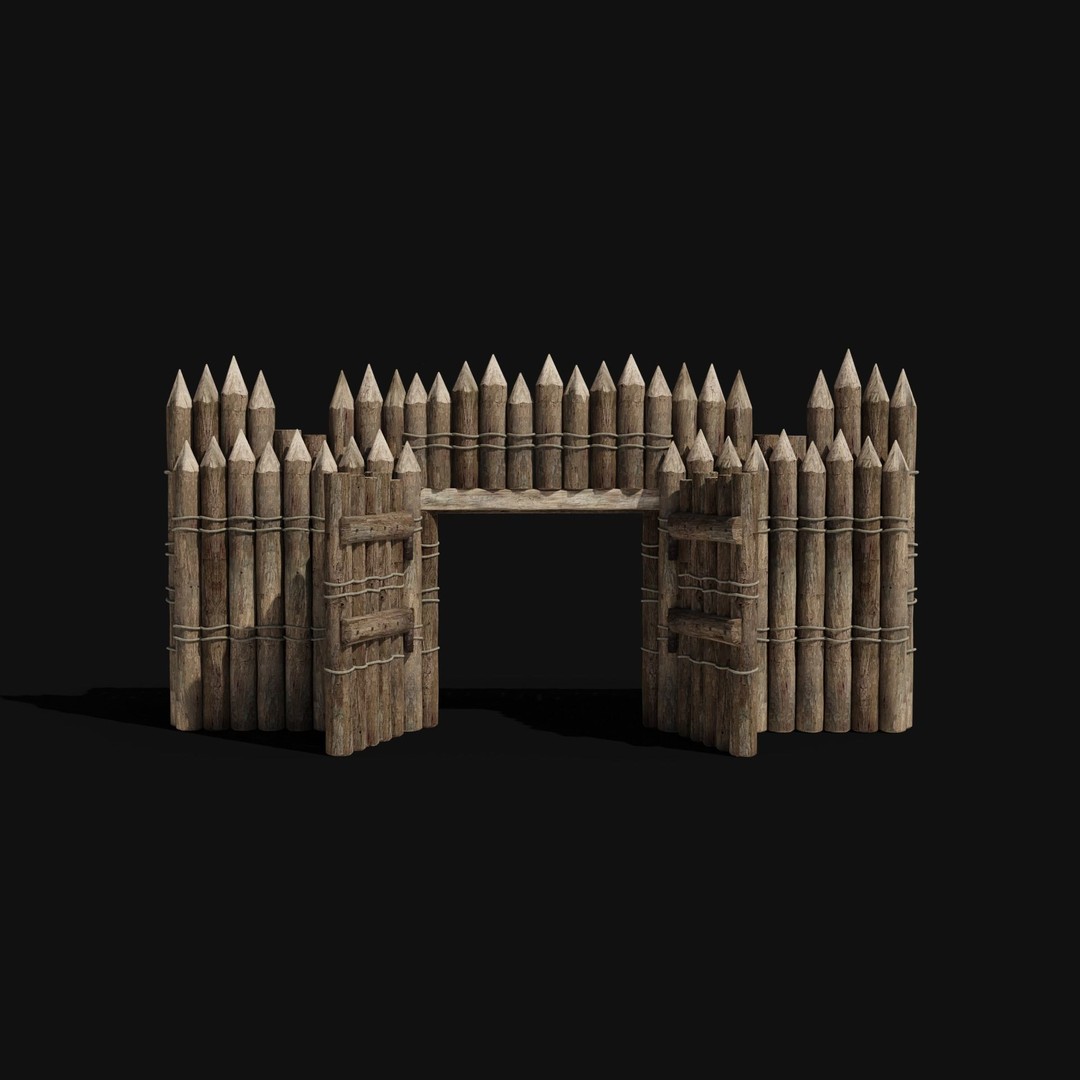Wooden Gate 3D Model – Low Poly Medieval Fantasy Asset, FBX, OBJ - View 10
