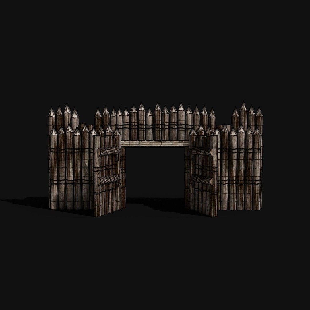 Wooden Gate 3D Model – Low Poly Medieval Fantasy Asset, FBX, OBJ - View 11