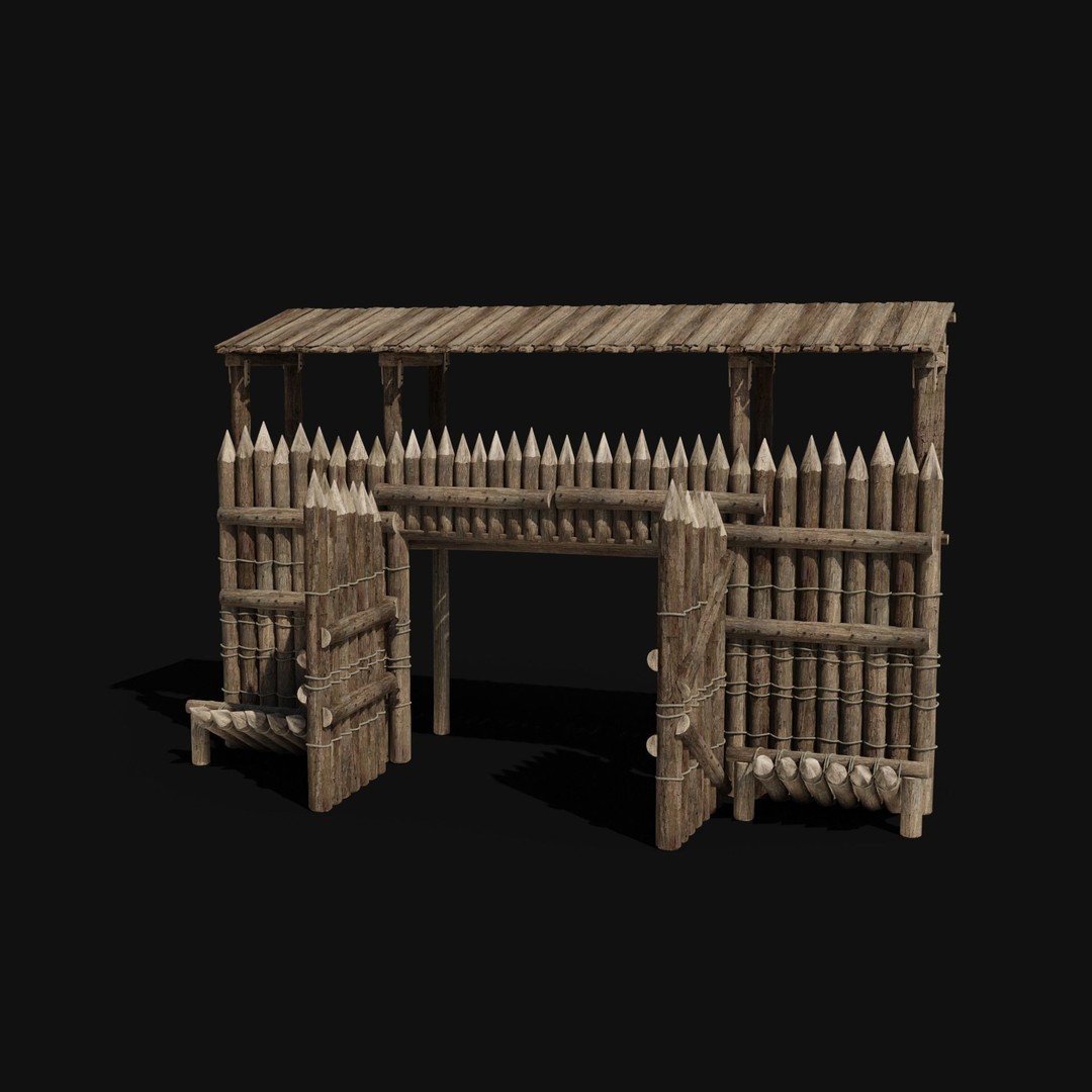 Wooden Gate 3D Model – Low Poly Medieval Fantasy Asset, FBX, OBJ - View 20