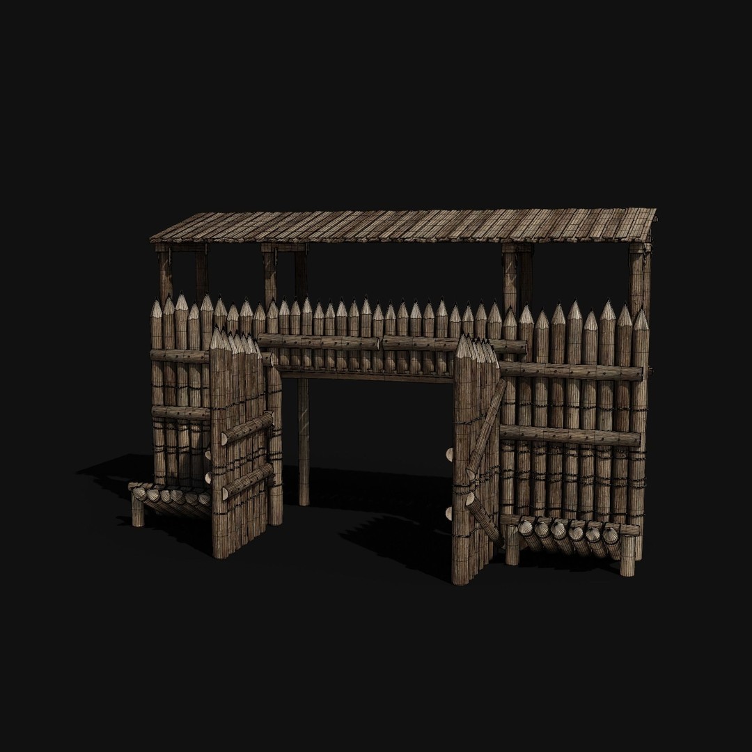 Wooden Gate 3D Model – Low Poly Medieval Fantasy Asset, FBX, OBJ - View 21
