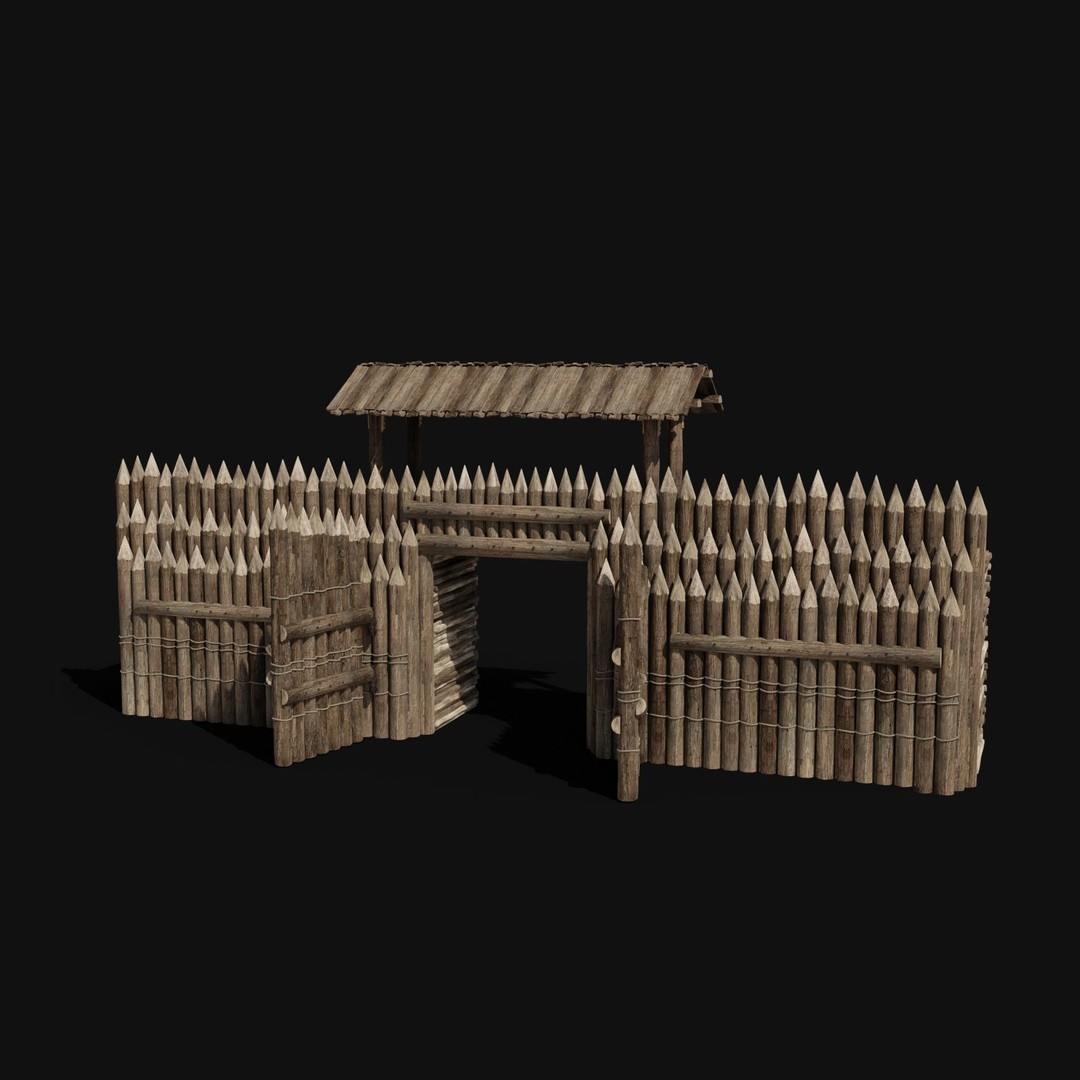 Wooden Gate 3D Model – Low Poly Medieval Fantasy Asset, FBX, OBJ - View 23