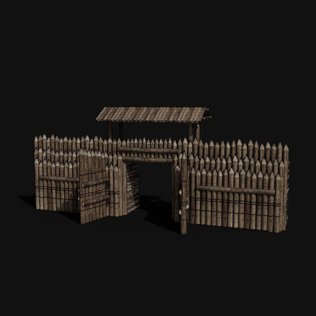 Wooden Gate 3D Model – Low Poly Medieval Fantasy Asset, FBX, OBJ - View 24