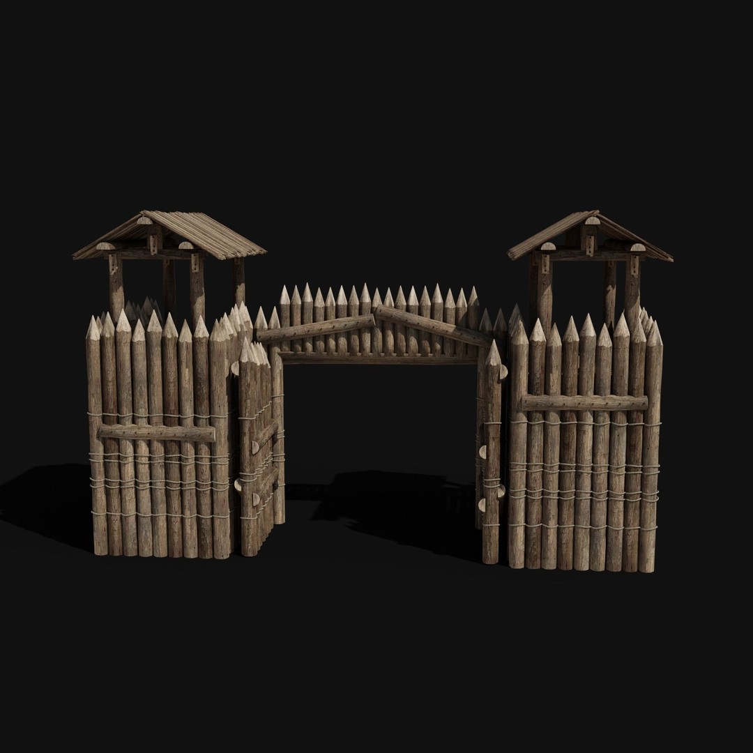 Wooden Gate 3D Model – Low Poly Medieval Fantasy Asset, FBX, OBJ - View 26