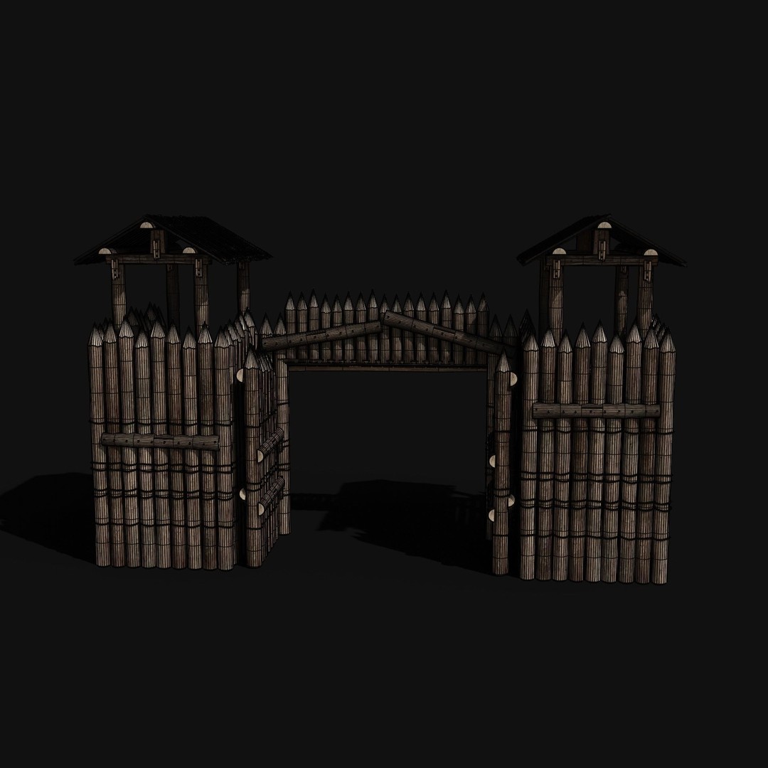 Wooden Gate 3D Model – Low Poly Medieval Fantasy Asset, FBX, OBJ - View 27