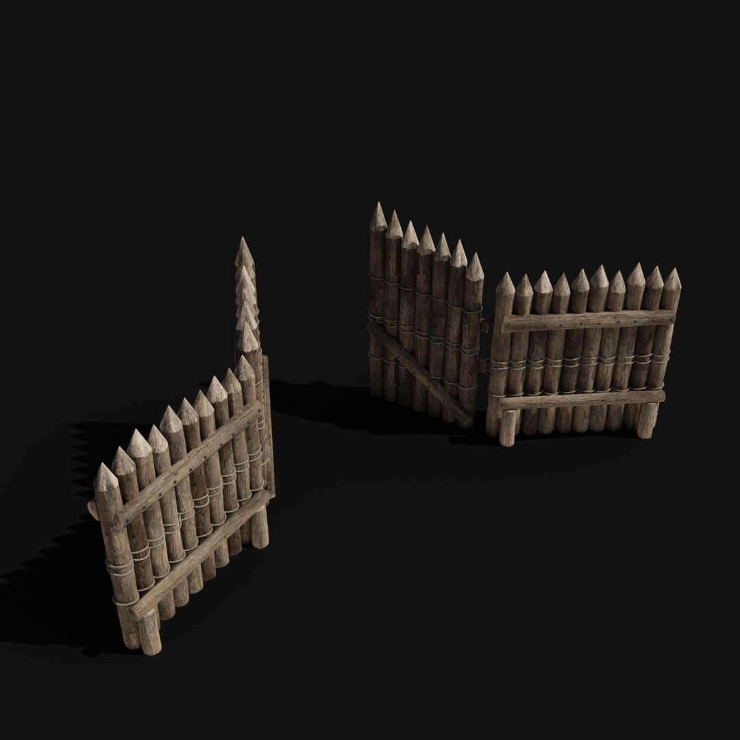 Wooden Gate 3D Model – Low Poly Medieval Fantasy Asset, FBX, OBJ - View 32