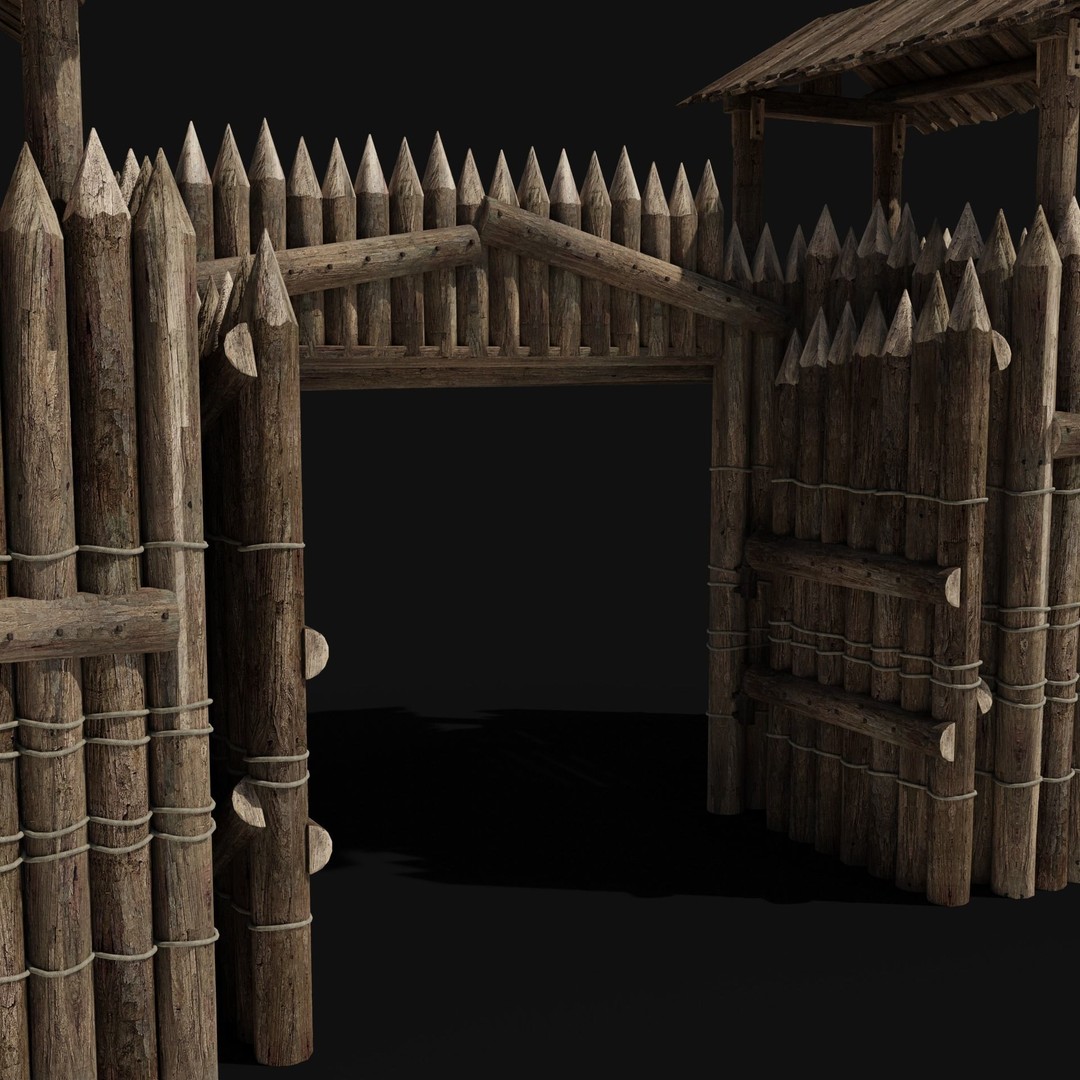 Wooden Gate 3D Model – Low Poly Medieval Fantasy Asset, FBX, OBJ - View 34