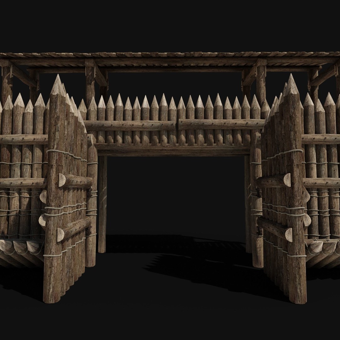 Wooden Gate 3D Model – Low Poly Medieval Fantasy Asset, FBX, OBJ - View 36
