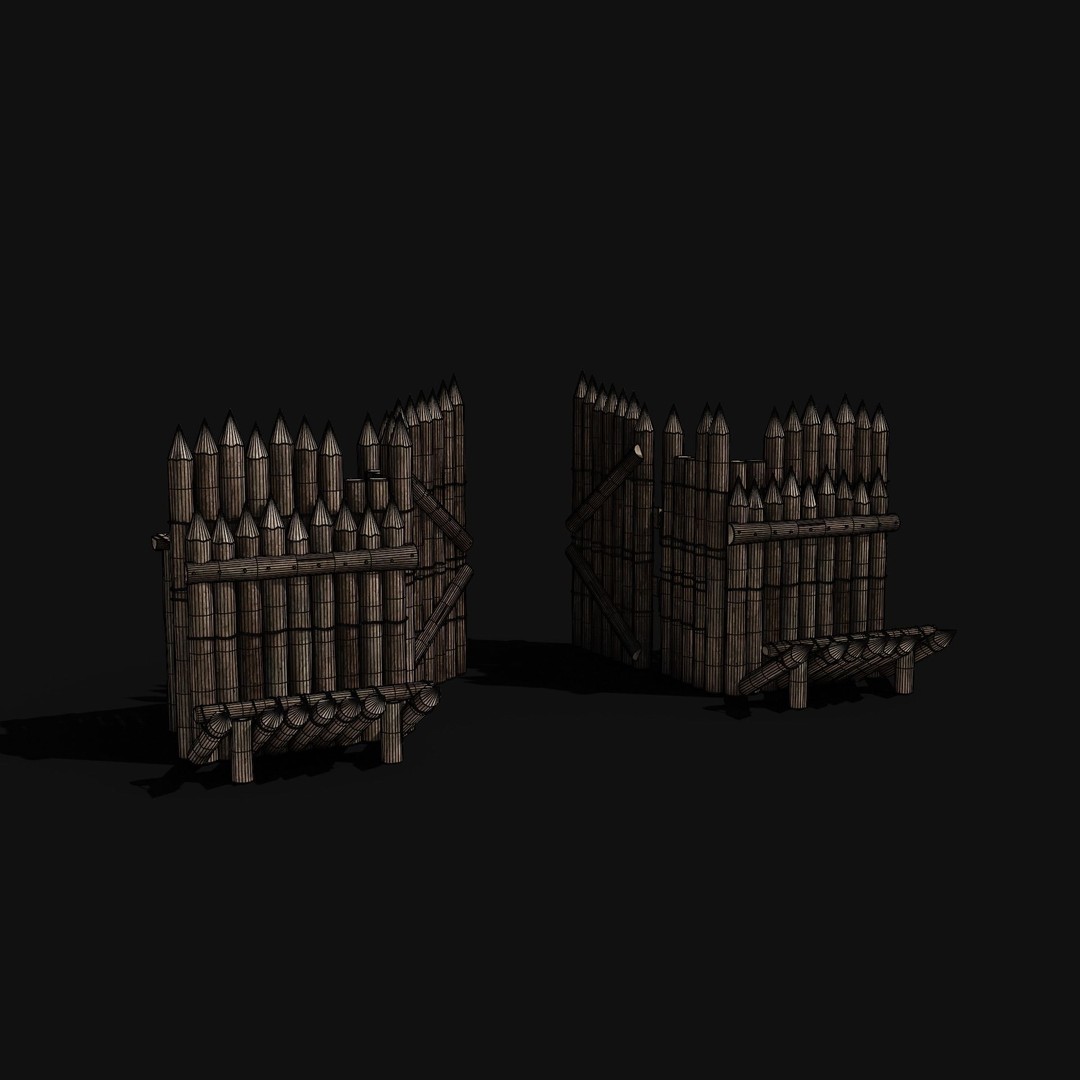 Wooden Gate 3D Model – Low Poly Medieval Fantasy Asset, FBX, OBJ - View 4
