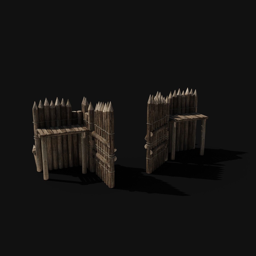 Wooden Gate 3D Model – Low Poly Medieval Fantasy Asset, FBX, OBJ - View 5