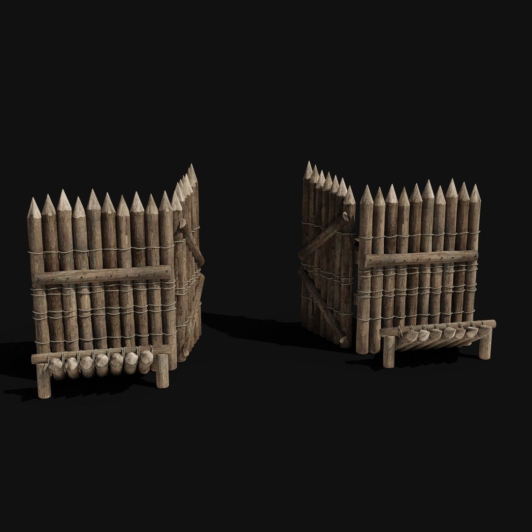 Wooden Gate 3D Model – Low Poly Medieval Fantasy Asset, FBX, OBJ - View 6