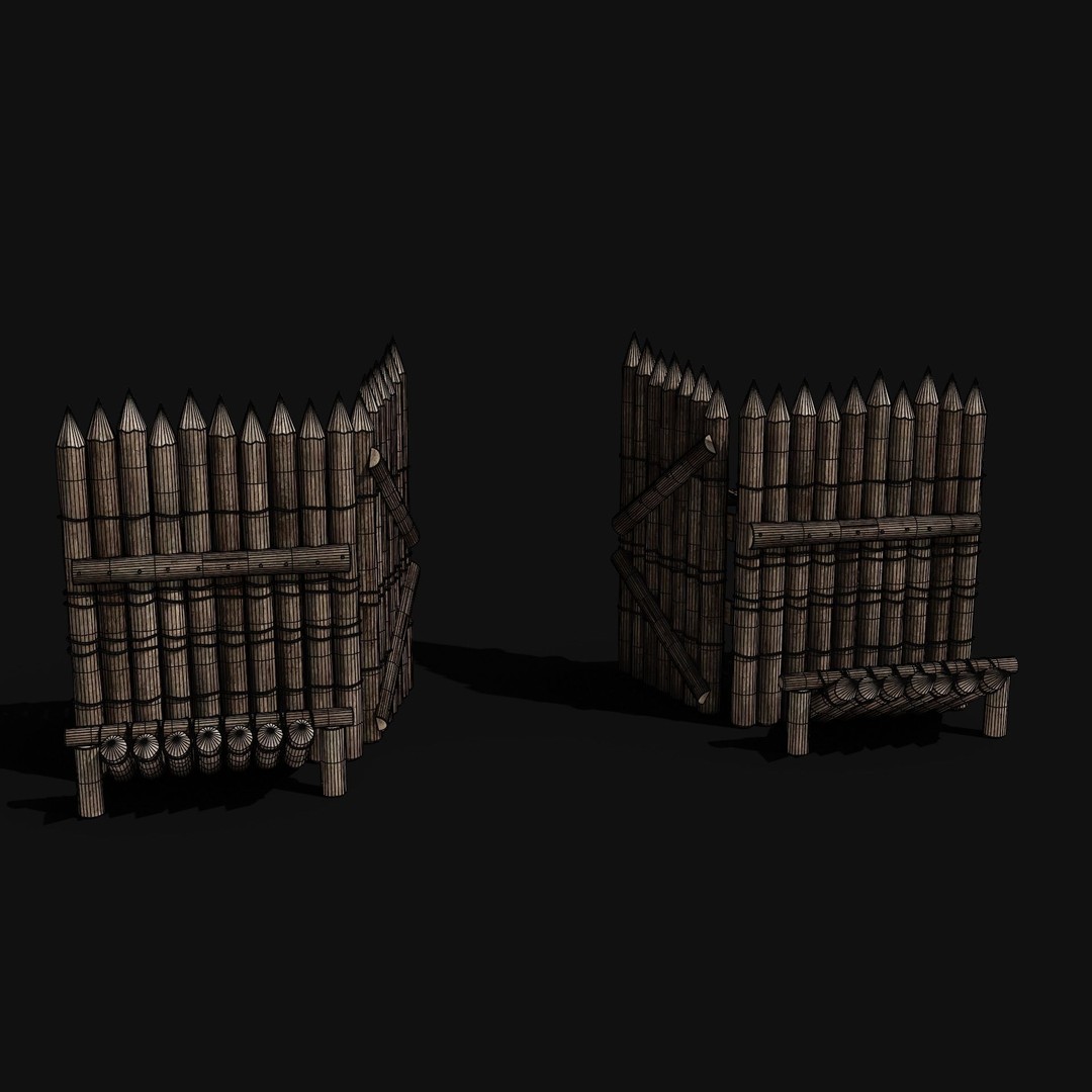 Wooden Gate 3D Model – Low Poly Medieval Fantasy Asset, FBX, OBJ - View 7