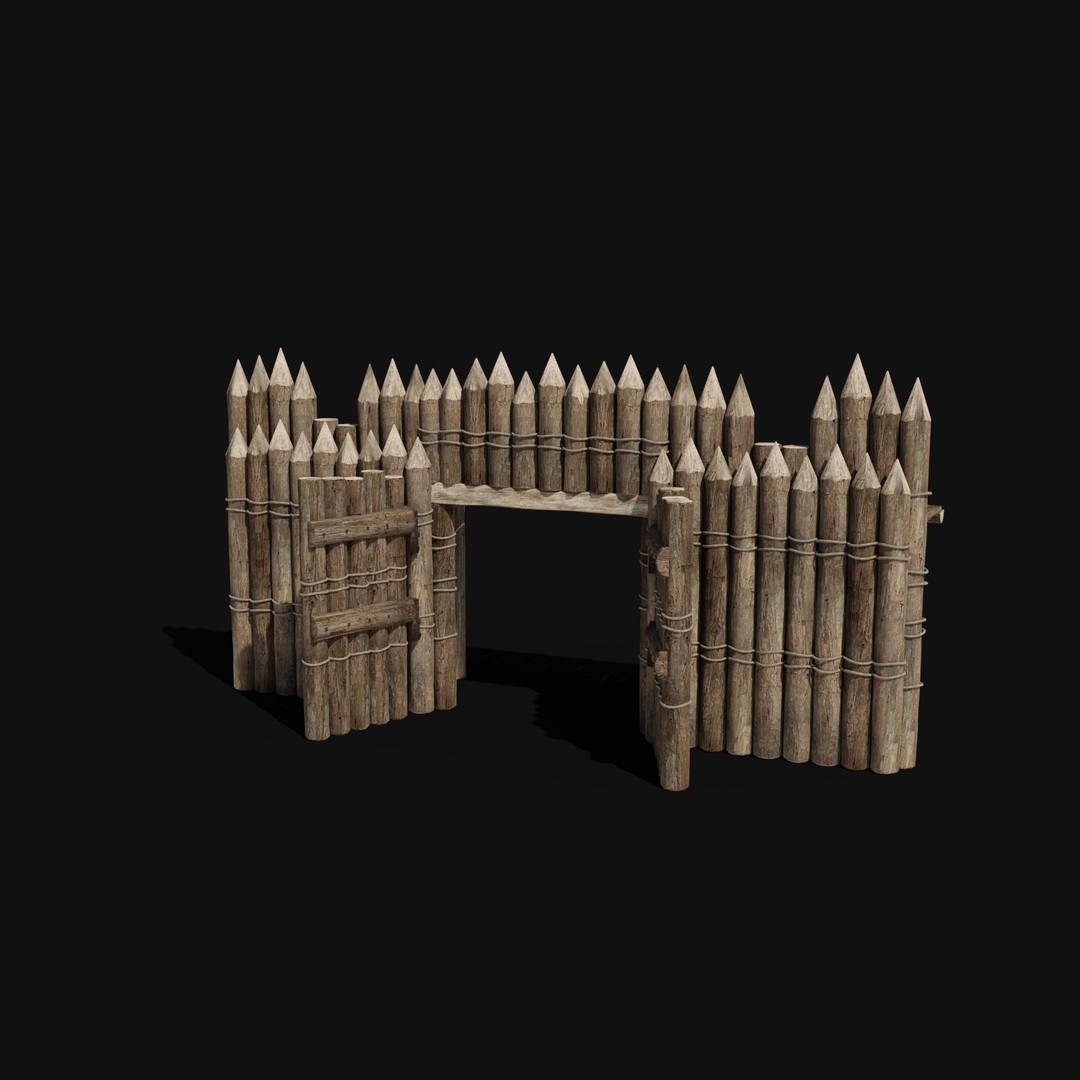 Wooden Gate 3D Model – Low Poly Medieval Fantasy Asset, FBX, OBJ - View 8