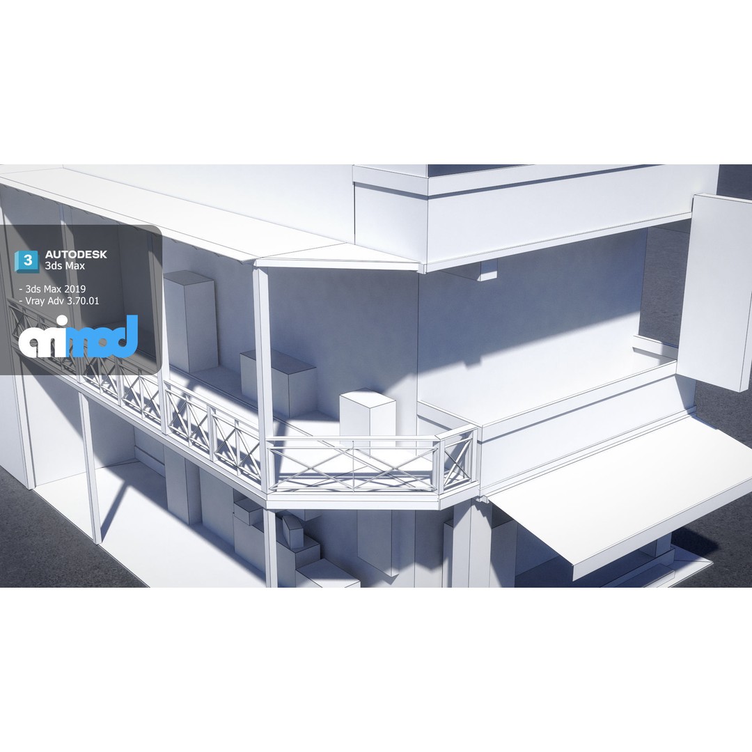 Asian House 3D Model – Japanese Style Exterior with PBR Textures - View 10