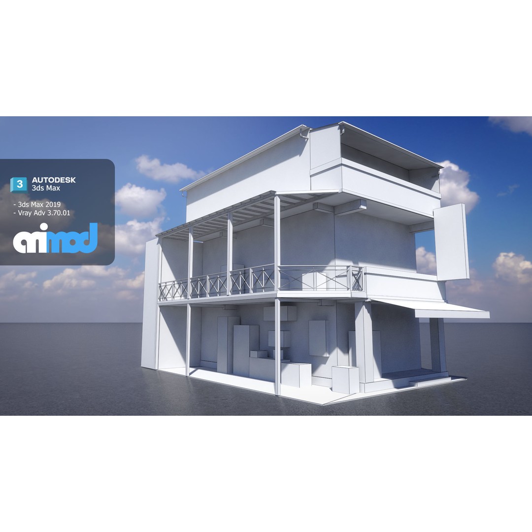 Asian House 3D Model – Japanese Style Exterior with PBR Textures - View 7