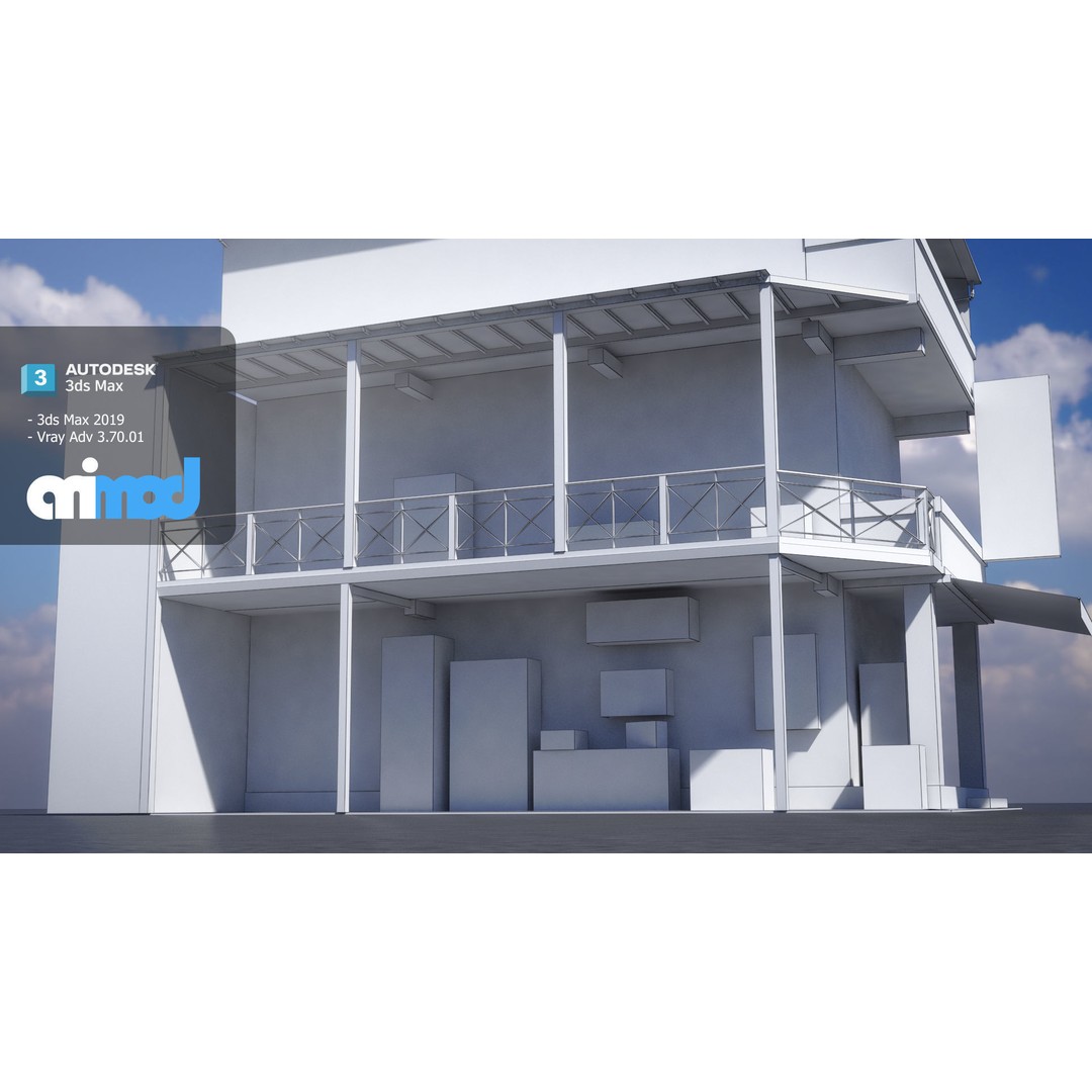 Asian House 3D Model – Japanese Style Exterior with PBR Textures - View 9