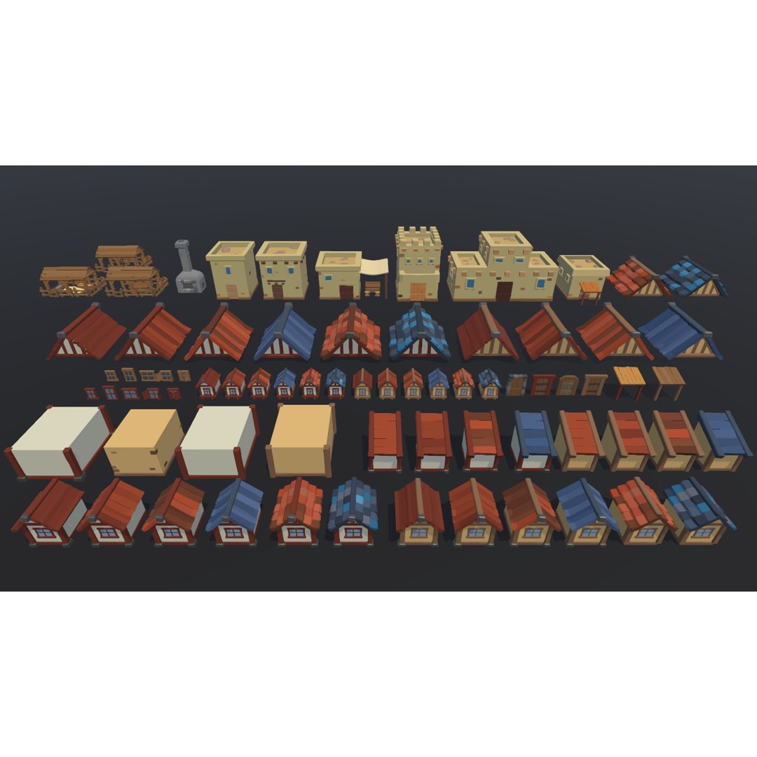 Medieval Props 3D Model – Low Poly Game Asset, 480 FBX Items - View 3