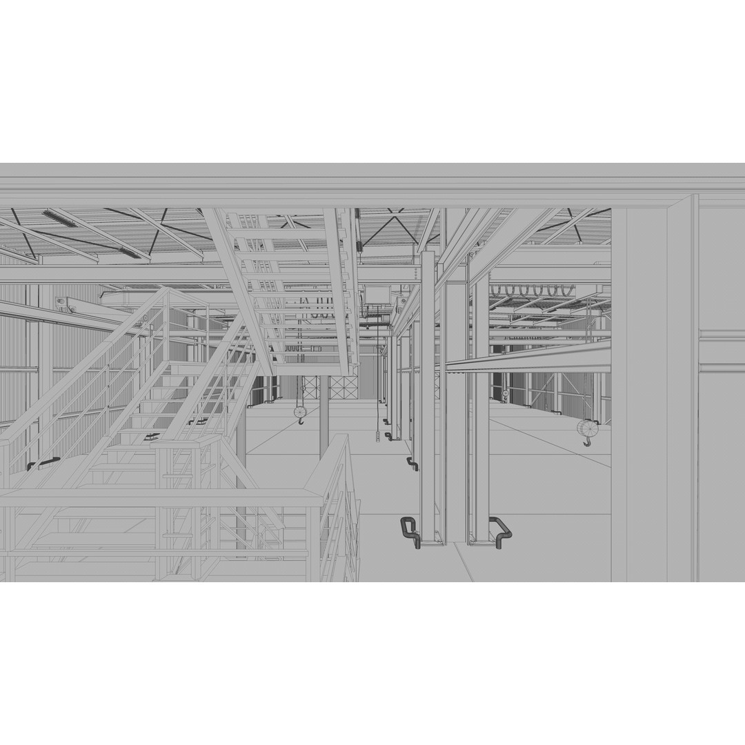 Warehouse Interior 3D Model – Detailed Industrial Design, FBX, OBJ