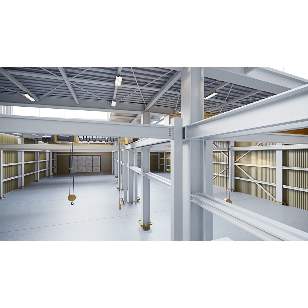 Warehouse Interior 3D Model – Detailed Industrial Design, FBX, OBJ - View 11