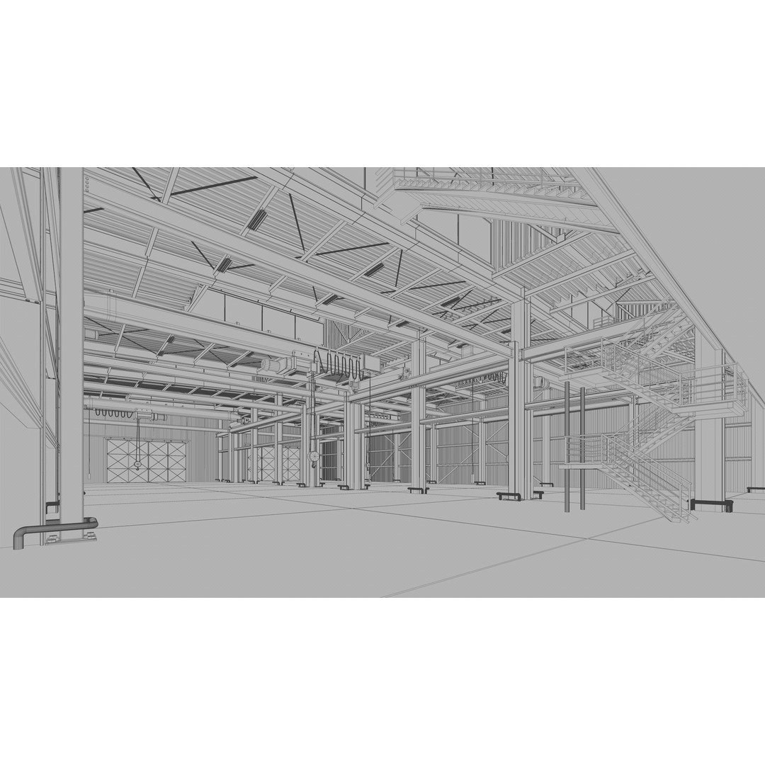 Warehouse Interior 3D Model – Detailed Industrial Design, FBX, OBJ - View 21