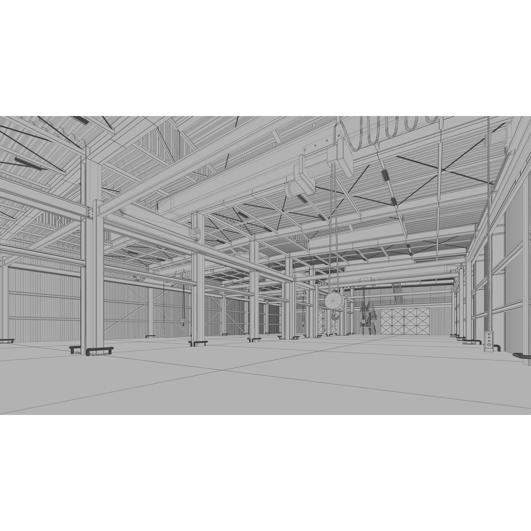 Warehouse Interior 3D Model – Detailed Industrial Design, FBX, OBJ - View 22